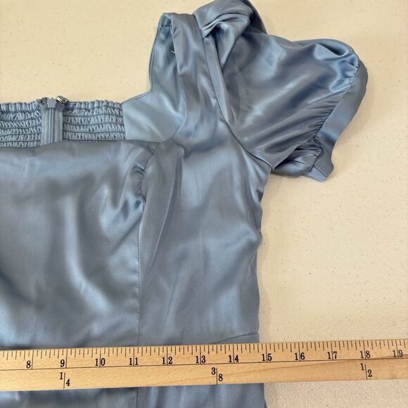 Lulus Powder Blue Satin Maxi Dress XL Dainty Coquette Regency Glam Pastel - Picture 9 of 10